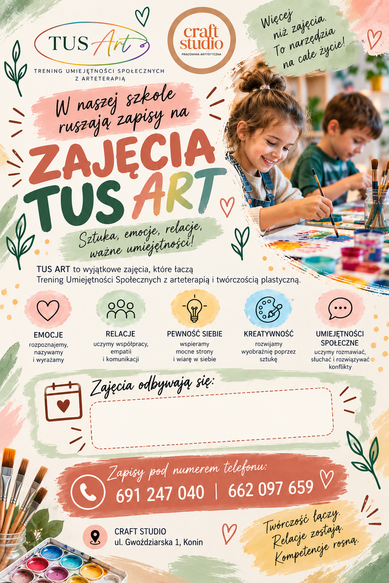 Kolorowy plakat zajęć TUS ART.png